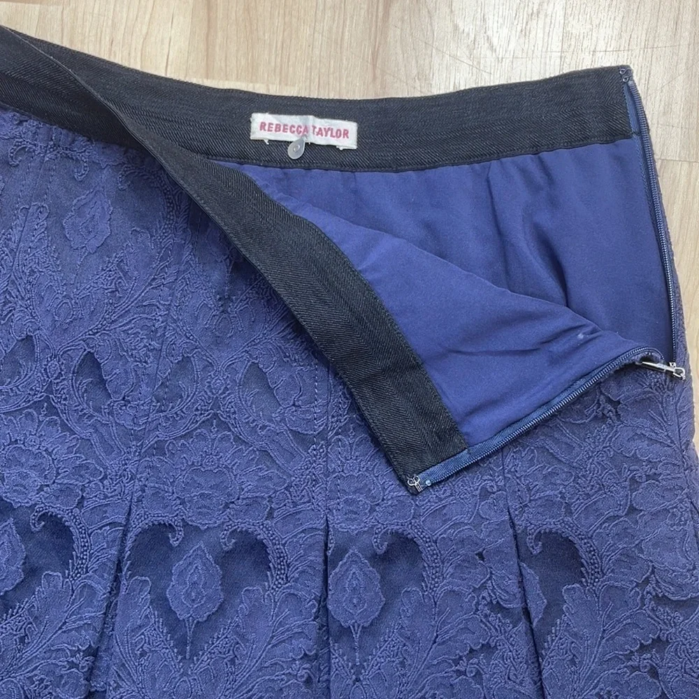 Rebecca Taylor Navy Jaquard Lined Mini Skirt